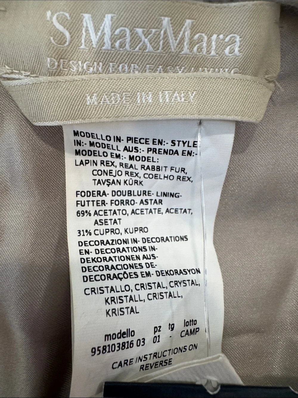 MaxMara Light Gray Real Rabbit Fur Wrap Scarf